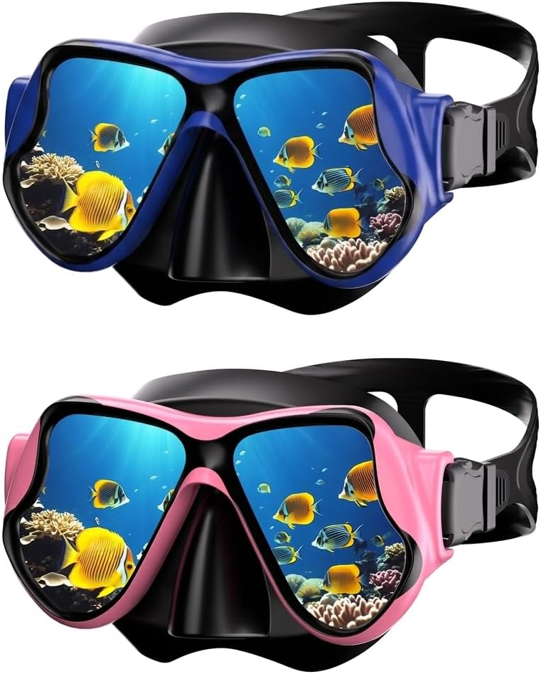 Scuba Mask, Diving Mask with Anti-Fog Tempered Glass Goggles Nose Cover | Anti-Fog HD Tempered Glass Diving Goggles, Nose Cover, Snorkel Mask for Adults Diving Snorkeling Swimming
