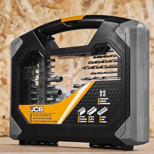 Miniatura 4 de JCB Tools - Juego de taladro y puntas de destornillador de 40 piezas  Metal, mampostería, brocas de madera, puntas de destornillador y enchufes