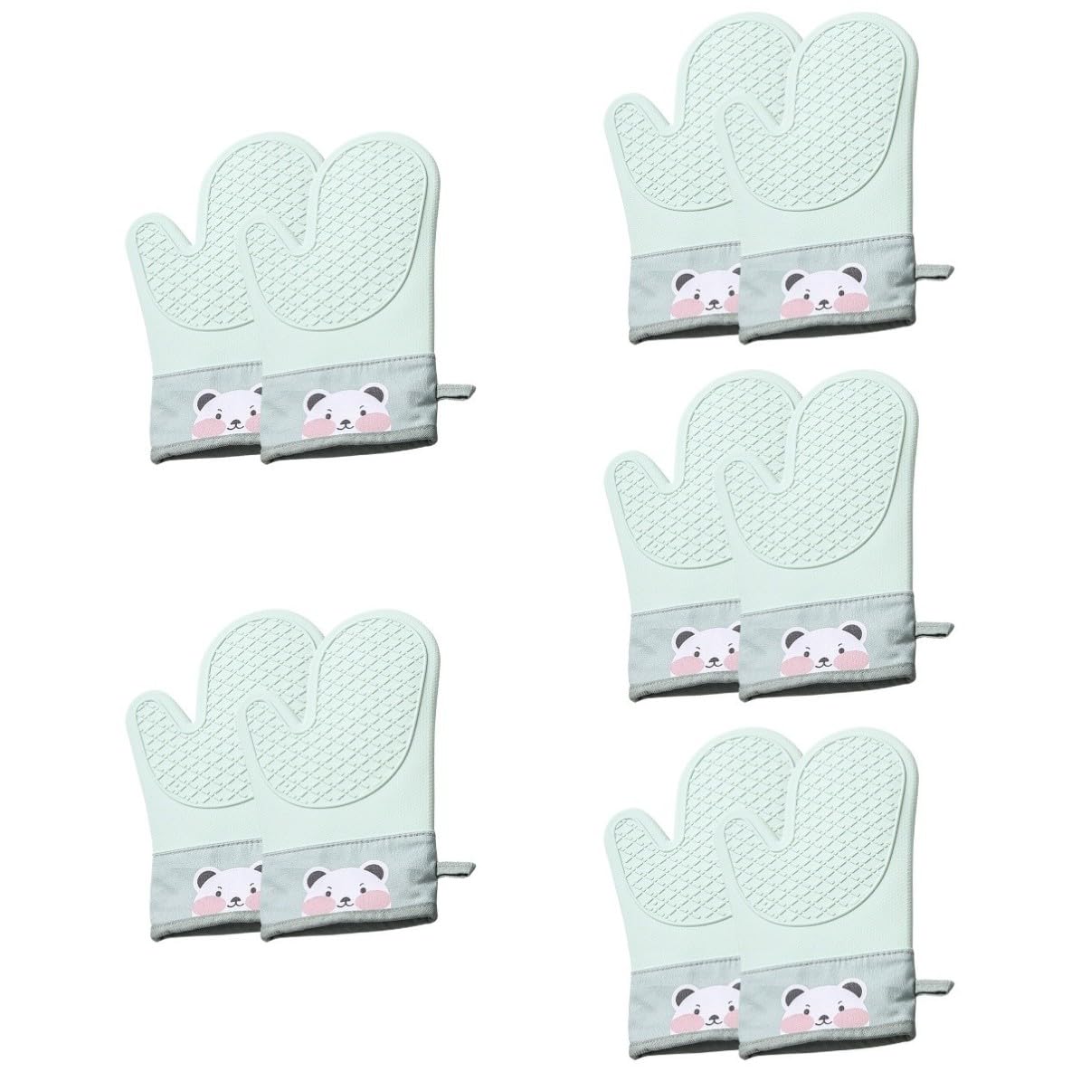 Didiseaon 10 Pezzi Guanti da Forno in Silicone e Cotone, Resistenti al | Protezione Antiscottatura, Presa Antiscivolo, Lavabili in Lavatrice, per Cottura Domestica e Barbecue, Verde