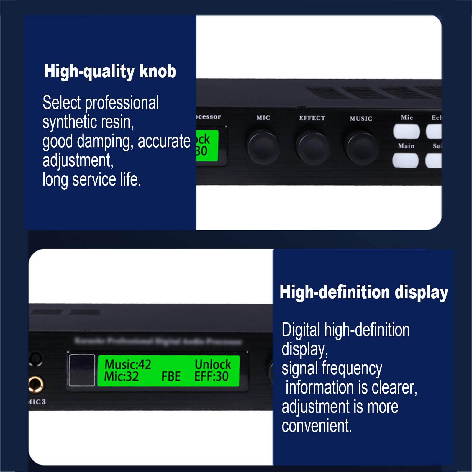 Processore Audio Digitale Professionale per Karaoke, Riverbero Digitale Dsp, Anti-Feedback, Supporto Uscita A 5.1 Canali, 3 Canali Microfonici, per Home Theater