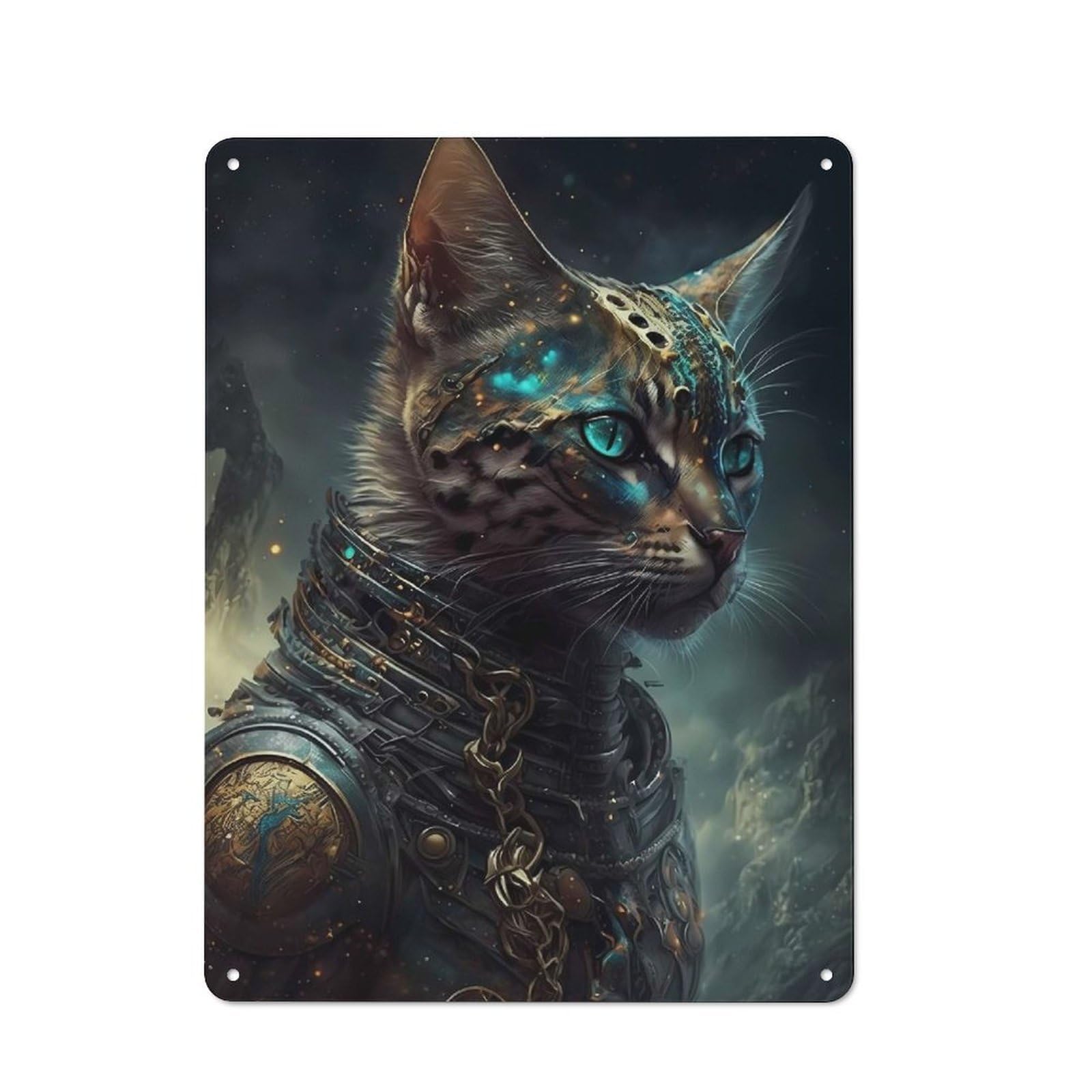 Junmoney Bengal Cat Mythology Tin Wall Plaque 40X30cm With For Workshop Wall, Suited To Makers And Diy Enthusiasts