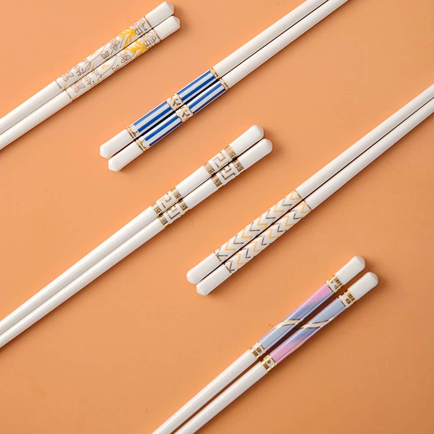 Baguettes en Bois Baguettes réutilisables Baguettes faciles à Nettoyer Baguettes en Porcelaine de Style Chinois Coffret Cadeau Baguettes japonaises(2)