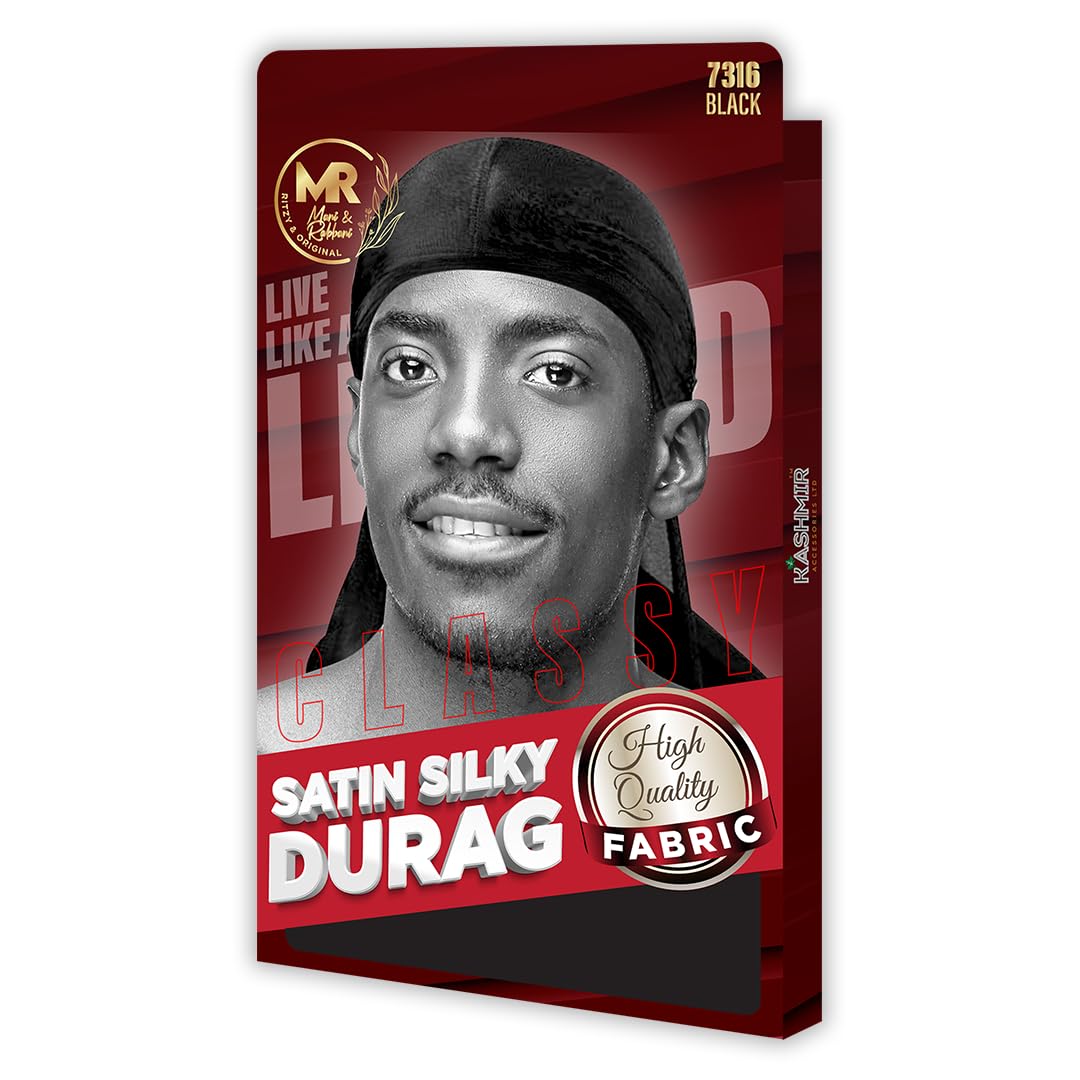 Kashmir Accessories Ltd Men's Black Classy Satin Silky Durag - 7316