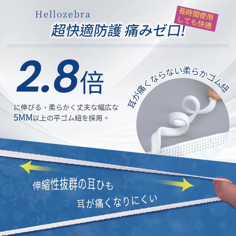 Gaitatu 不織布マスク 個包装 使い捨て 3層構造 白 平ゴム 耳痛くなりにくい 日本の品質 夏用マスク大人用 (100) ふつうサイズ 50個 (x 1)