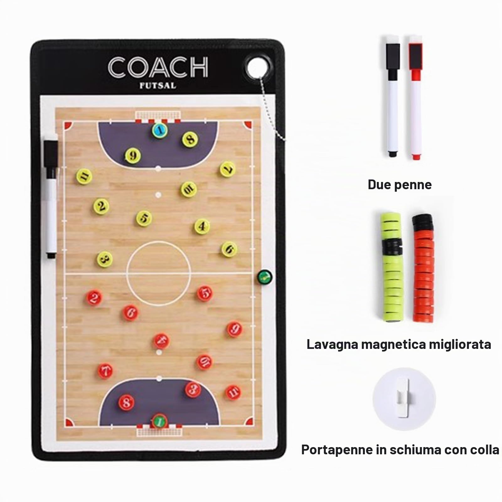 Lavagna Magnetica Futsal, Lavagna Allenatore Calcio a 5, Lavagnetta Futsal, Lavagna Tattica Calcio, con Due Penne per Scrivere, Adatta per Il Futsal
