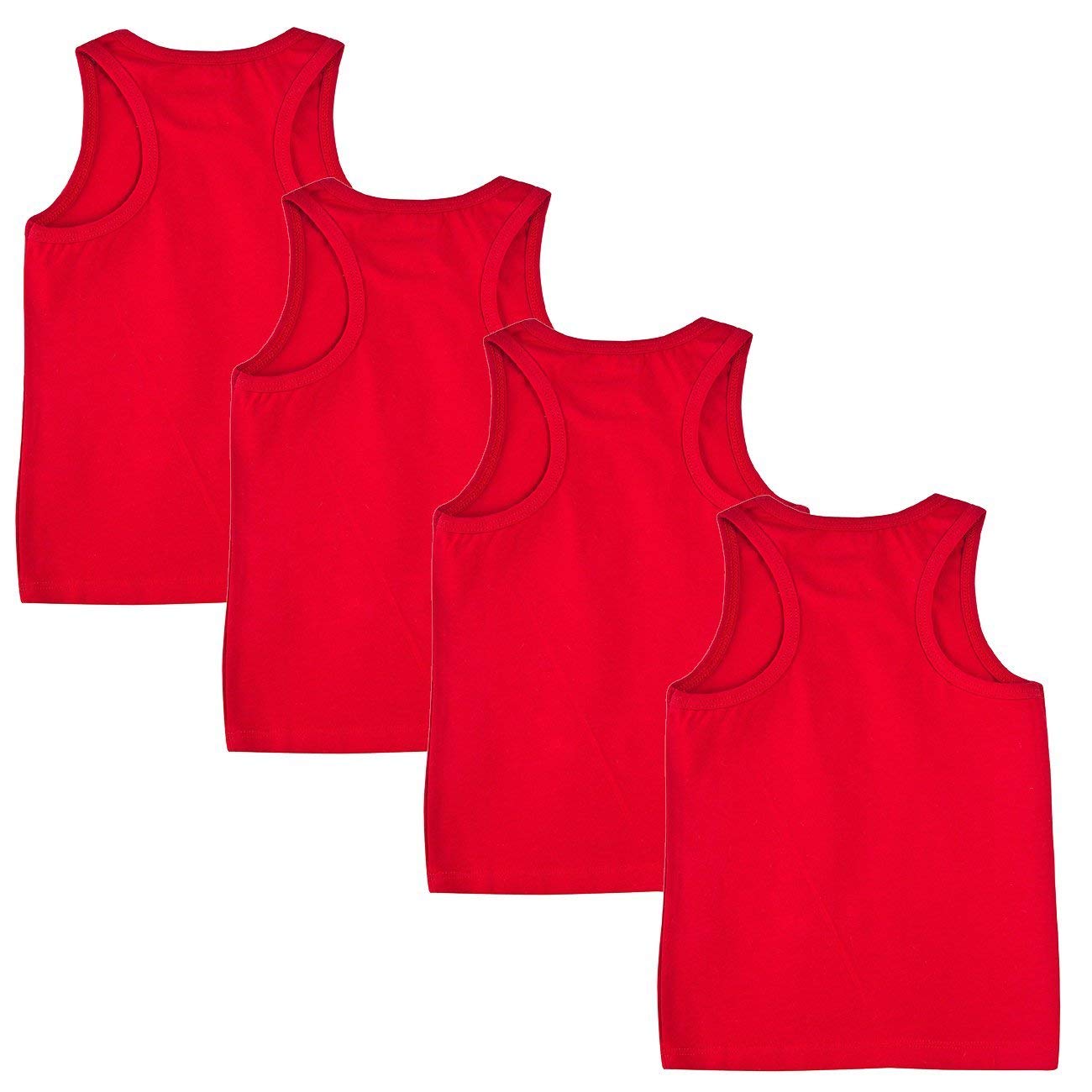 FOMANN Kids Cotton Tank Top 4 Pk Boys Girls Solid Color Tank Top Children Youth Shirts