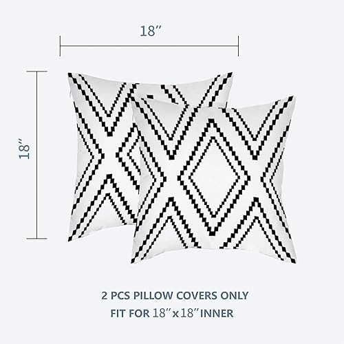 Miniatura 4 de Juego de 2 fundas de almohada de 18 x 18 pulgadas, mezcla de poliéster azteca de color blanco, cuadradas, decorativas, para sofá, cama (18 x 18