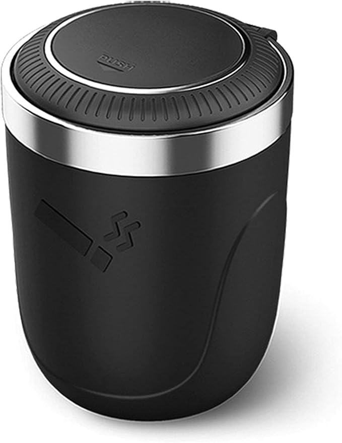 Car Ashtray, Portable Travel Cigarette Holder with LED Light, Upgraded Self Extinguishing