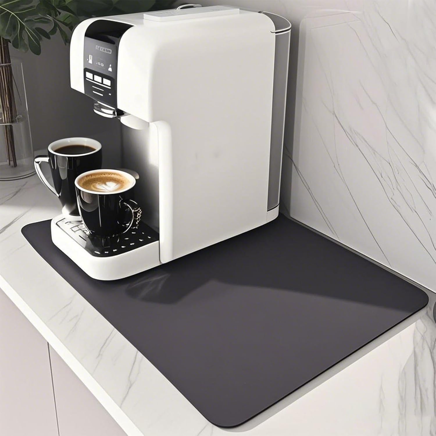 pafnisoin Kaffeemaschine Matte Unterlage 1 Stück Kaffeematte 40 * 30cm Kaffeemaschine Pads Abtropfmatte Geschirr, Unterlage für Kaffeevollautomat（Dunkelgrau）