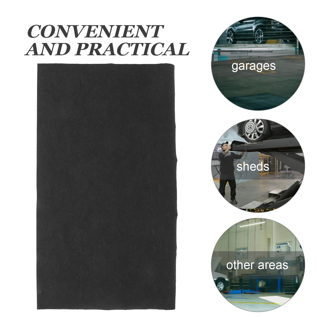 ULTECHNOVO Tapis de Garage en Feutre, Absorbant L’Eau, Antidérapant, Prévention des Fuites D’Huile, pour Garage et Abri, Sol Noir