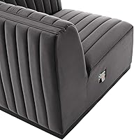 Vista 248 de Modway Conjure - Sofá seccional tapizado de terciopelo de alto rendimiento, con canal, silla sin brazos en negro y gris