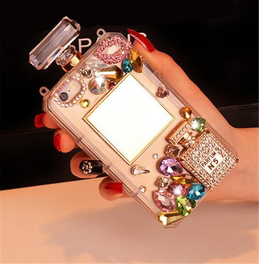 iPhone 8 Case,CYZY iPhone 7 Case with Chain,3D Handmade Luxury Bling Diamond Crystal Perfume Bottle Handbag Case for iPhone 7 4.7 Inch (Clear)