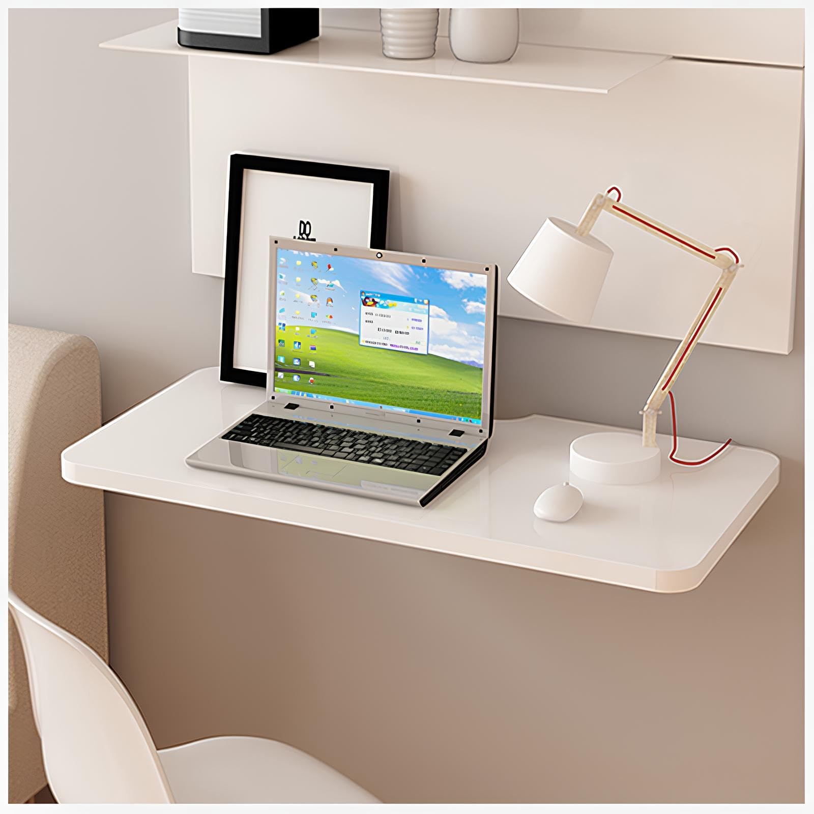 Table pliante murale gain de place bureau rabattable buanderie 60x30
