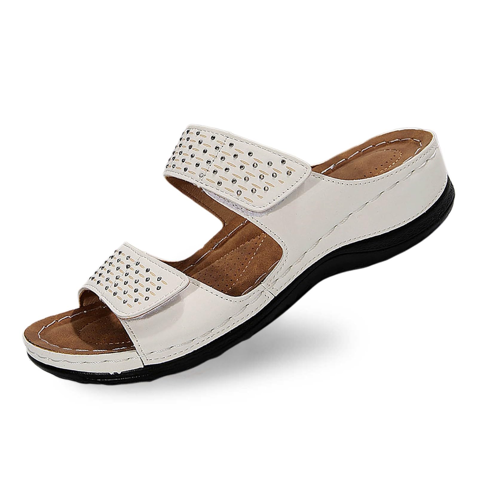 Generisch Mules orthopédiques pour femme - Chaussons d'été pour femme - Pieds larges - Sandales de bain légères - Sandales d'été avec semelle large - Sandales en cuir