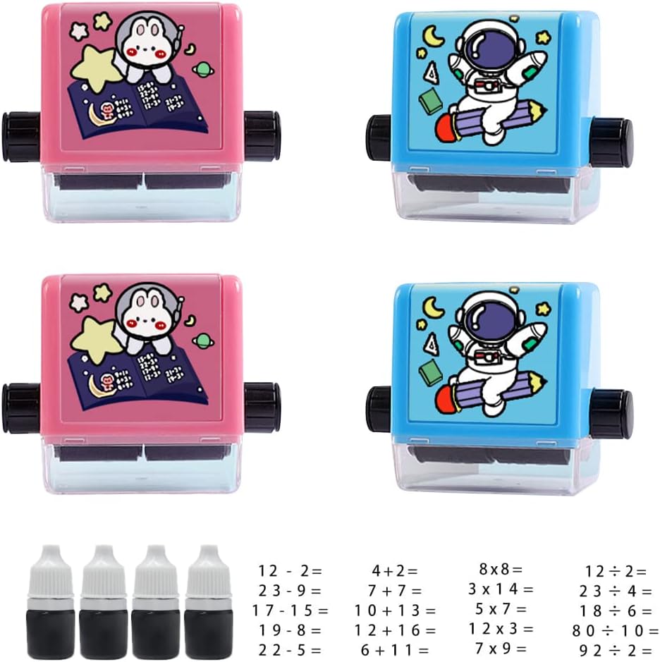 DAJASD Pack of 4 Roller Digital Teaching Stamps, Roller Digital