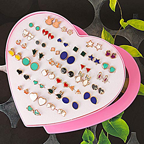 Multicolor Base Metal Stud Earrings (Set of 36 Pairs)