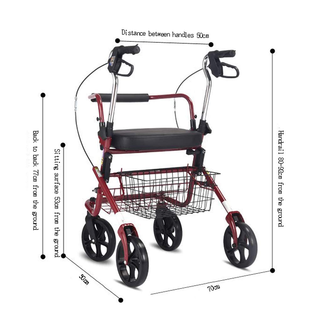 Buy Walker, Folding Roller Walker with Lockable Brake Seat Aluminum