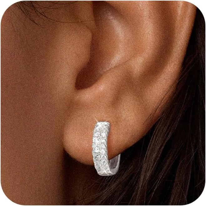 Gold Hoop Earrings for Women, Dainty 14K Gold Plated Huggie Hoop Earring Hypoallergenic Cuff Earrings for Christmas Gift