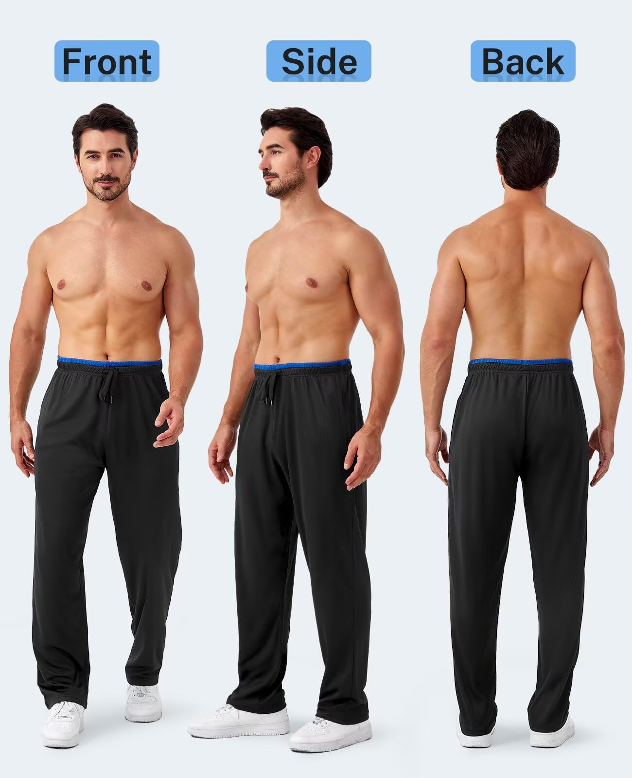 5er-Pack Jogginghose Herren mit Reißverschlusstasche, Trainingshose Herren Mesh Offener Boden, Sporthose Herren Lang Atmungsaktiv Fitness Laufhose
