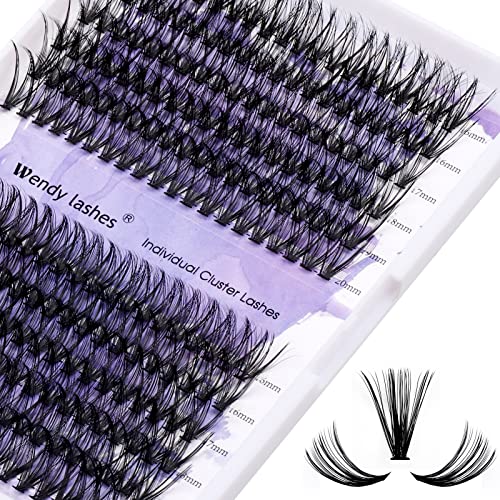 Individual Lashes 240PCS Cluster Lashes Extension D Curl 0.07mm 30D/40D Mixed 16-20mm Lash Clusters Wide Stem Individual Eyelashes Clusters DIY Eyelashes Extensions(30D+40D-0.07-D-MIX16-20)