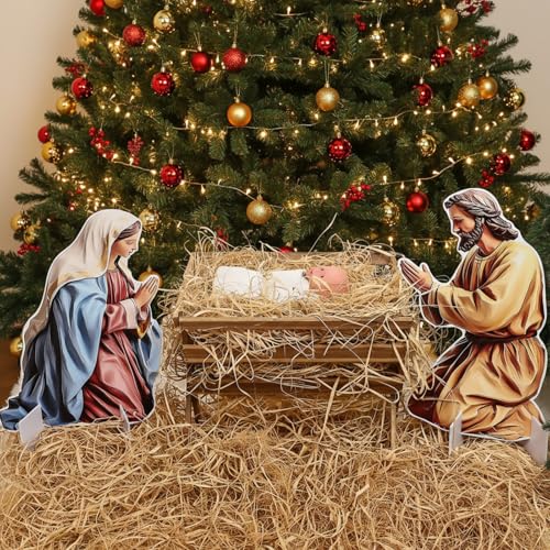 Crèche de Noël bois éclairée grand format pour intérieur chaleureux - 3