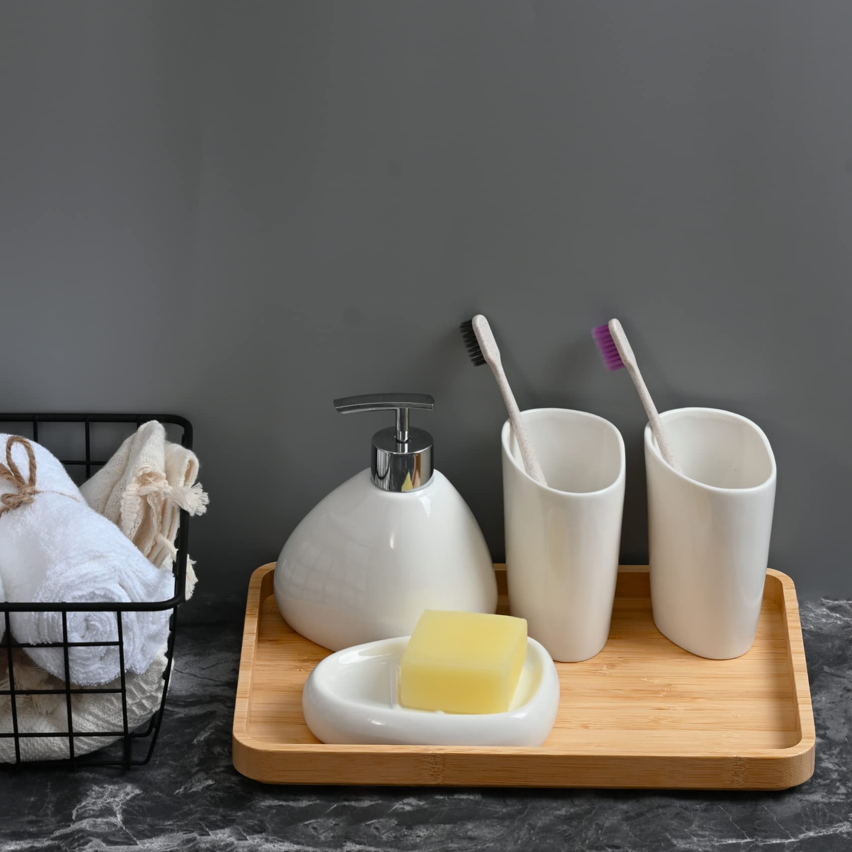 Grow Forward 21-delige bamboe badkamer lade organizer trays - hout rommel lade organisatoren voor keuken, kantoor, ijdelheid, bureau, nachtkastje - nesting opslag & organisatiedozen in 4 verschillende
