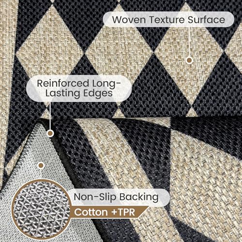 Tapete decorativo boho geométrico 3x5 pies negro miniatura 4