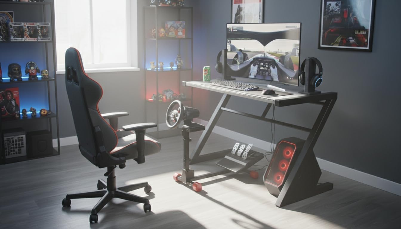 VDD Support pour volant et pédalier de course pliable - compatible Logitech – Thustmaster - Fanatec