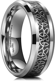 Men's Cetic Knot Tungsten Carbide Ring, Opal/Carbon Fiber Inlay 6mm/8mm ...