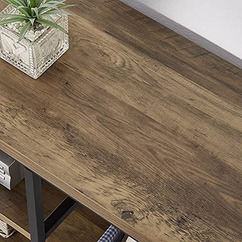 Foluban Tv Stand For Tv Up To 65 Inch, Rustic Wood And Metal Entertainment Center With Storage Shelves, Modern Industrial Media Tv Console Table For Living Room, Oak 55 Inch #TOP2