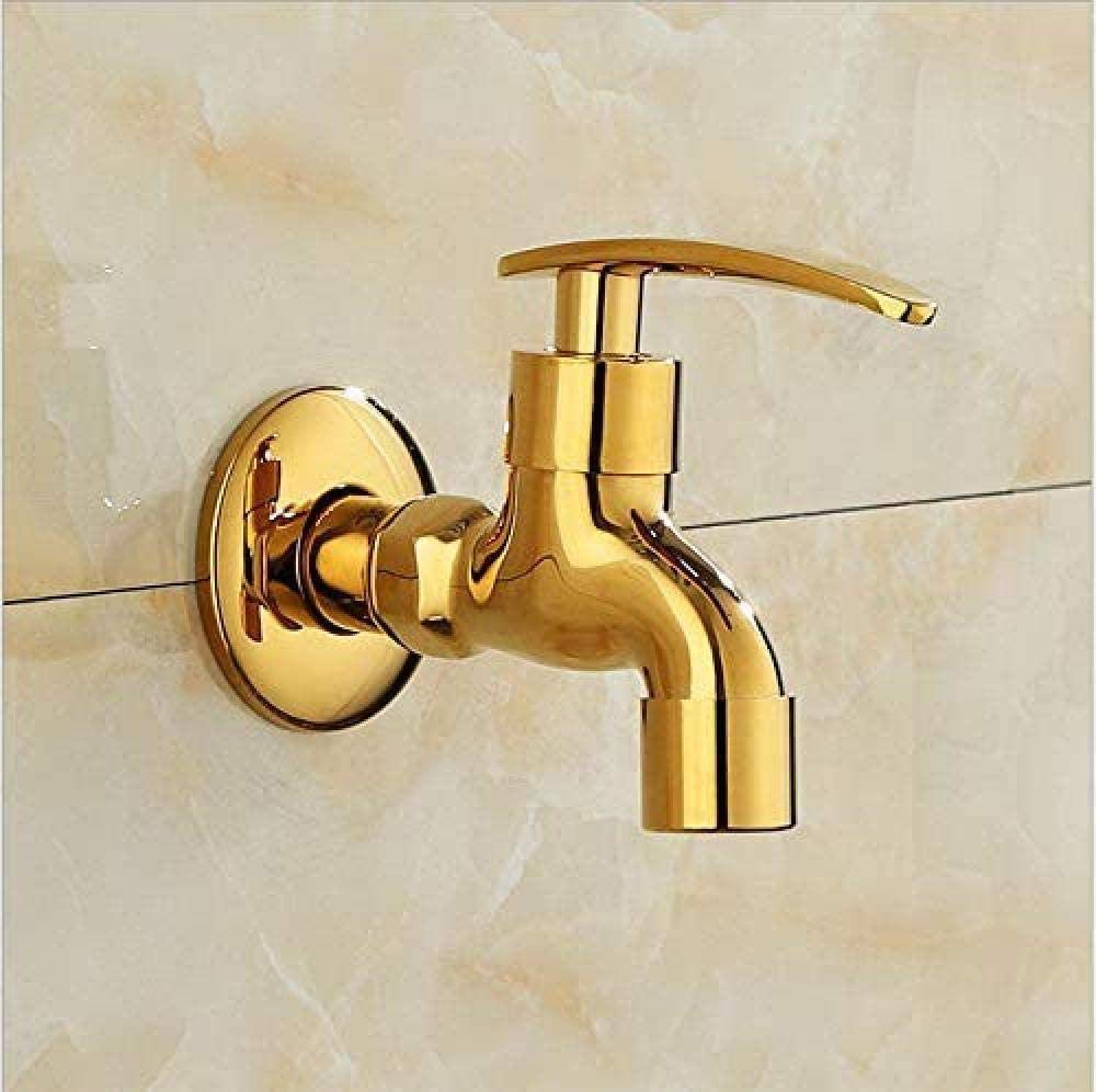 Grifo Exterior Grifo Europeo Oro Cobre Cuerpo Principal Lavadora Grifo fregona Piscina Abierta rápidamente Solo frío pequeño Grifo en la Pared jardín Grifo Exterior 20