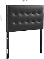 Vista 2 de Cabecero de cama individual, Modway Emily, tapizado en vinilo de color blanco, Poliuretano, Vinilo negro