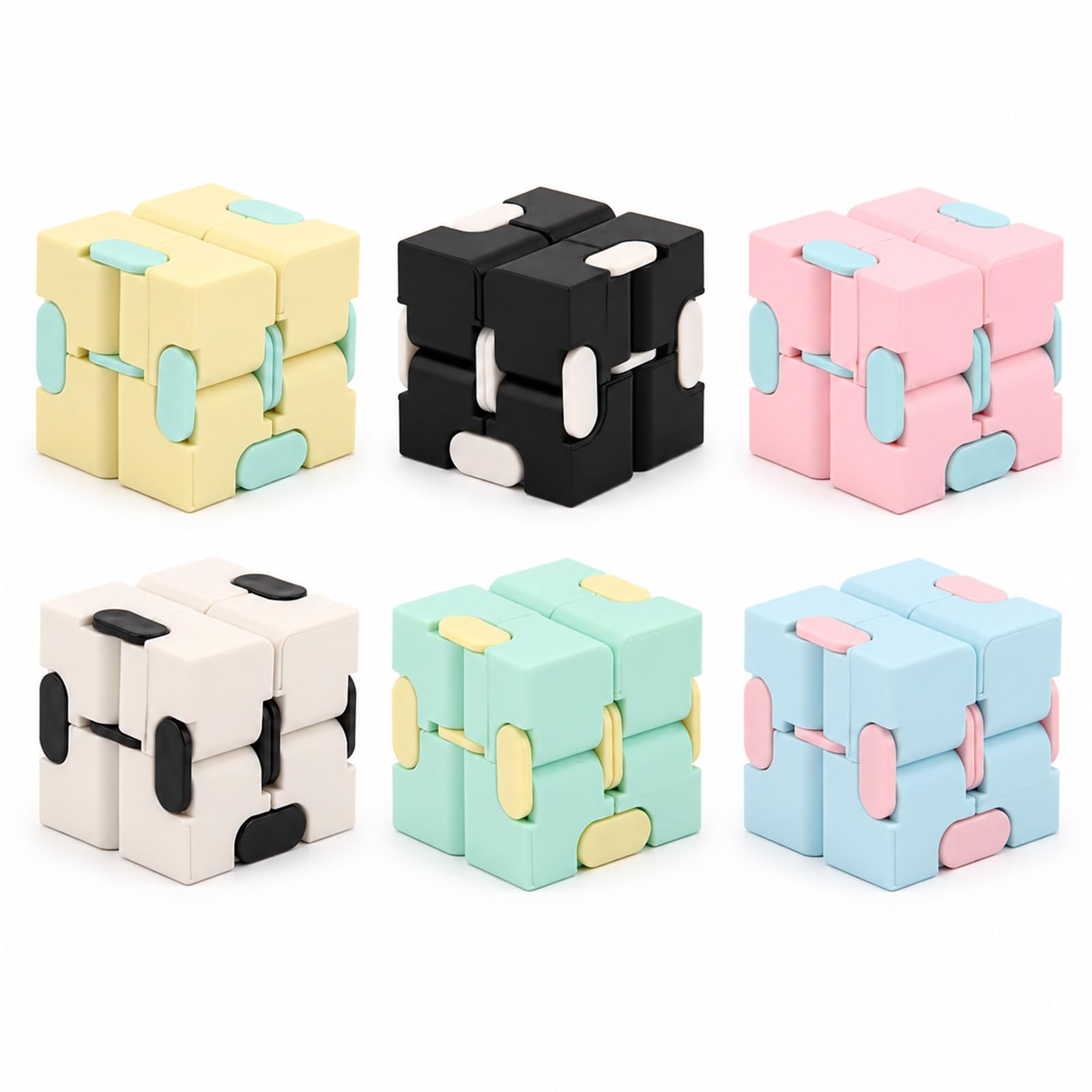 6PCS Fidget Cube Set, Infinity Cube Toys in 6 Colours