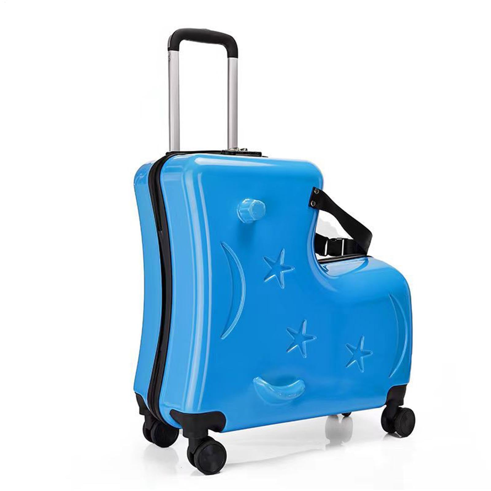 Kids Ride- Suitcase | 3-cyfrowy zamek kó?kach | 20 podró?y z pasami do siedzenia, peda?ami, uchwytami i cichymi ko?ami | Ride- Luggage for Boys & Girls, Lake Blue, riferimento alla