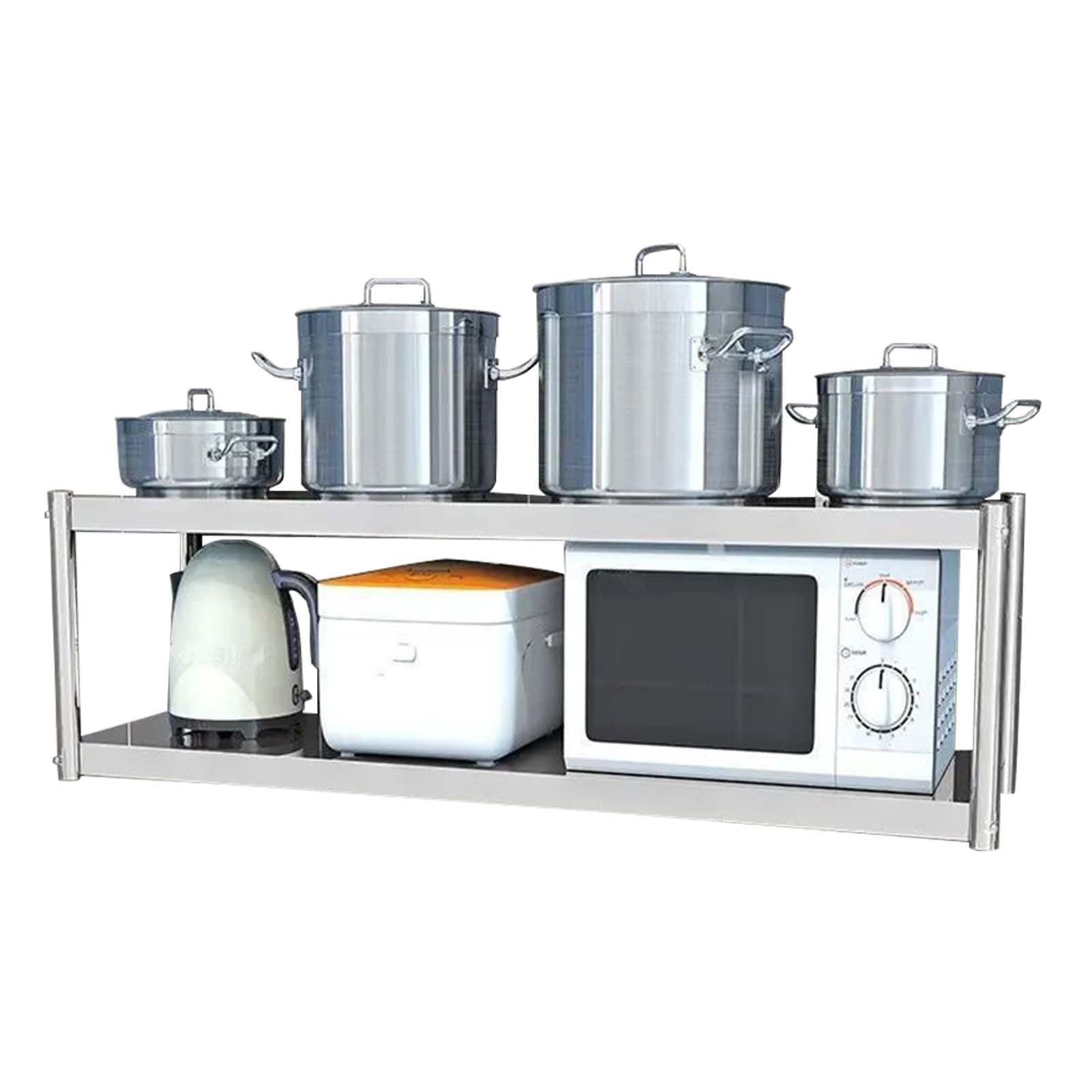 Étagère cuisine inox pour micro-ondes et friteuse à air gain de place