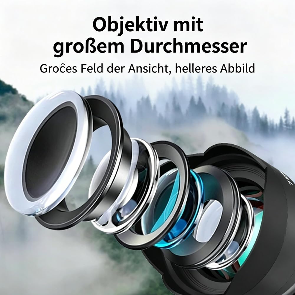40X Handy Teleobjektiv, Monokular Fernglas, zoombar, für professionelle Smartphone-Fotografie, Fernaufnahmen & Outdoor red Circle