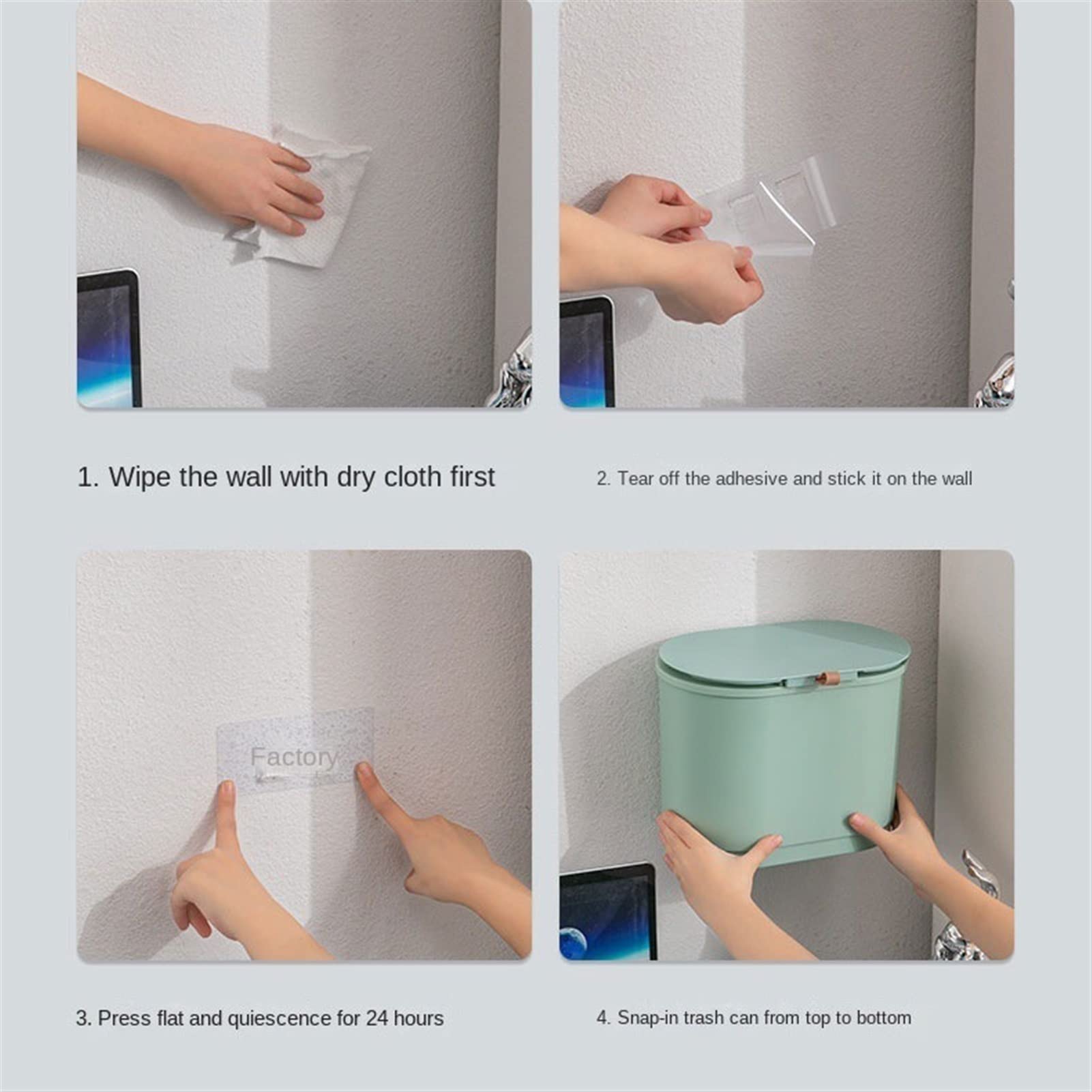 Cestino Carta Ufficio Cestino Montato a Parete lattina di rifiuti da Cucina for la casa con Copertura di Bagno di Alto Valore WC ASSEGGIO Pattumiera da Bagno (Size : S)