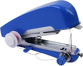 Laroal Mini máquina de Coser Manual: Herramienta de Costura portátil con Resorte para proyectos de Costura, Manualidades, Artes y Manualidades, Color Azul