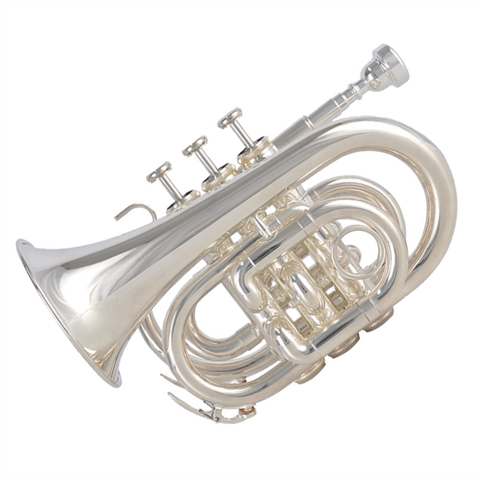 TSTS Strumento A Fiato A Pistone in Rame Bianco con Numero di Palmo Argentato in Si Bemolle Utilizzato dagli Studenti Principianti Mini Pocket Trumpet
