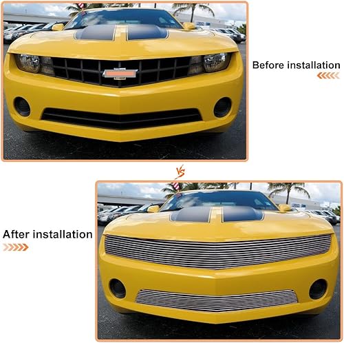 Miniatura 6 de Rejilla delantera compatible con Chevy Camaro LT/LS V6 Phantom 2010-2013, pero no para 1LT V6, no para SS/1SS/2SS/ZL1 V8 pulido Billet Grill