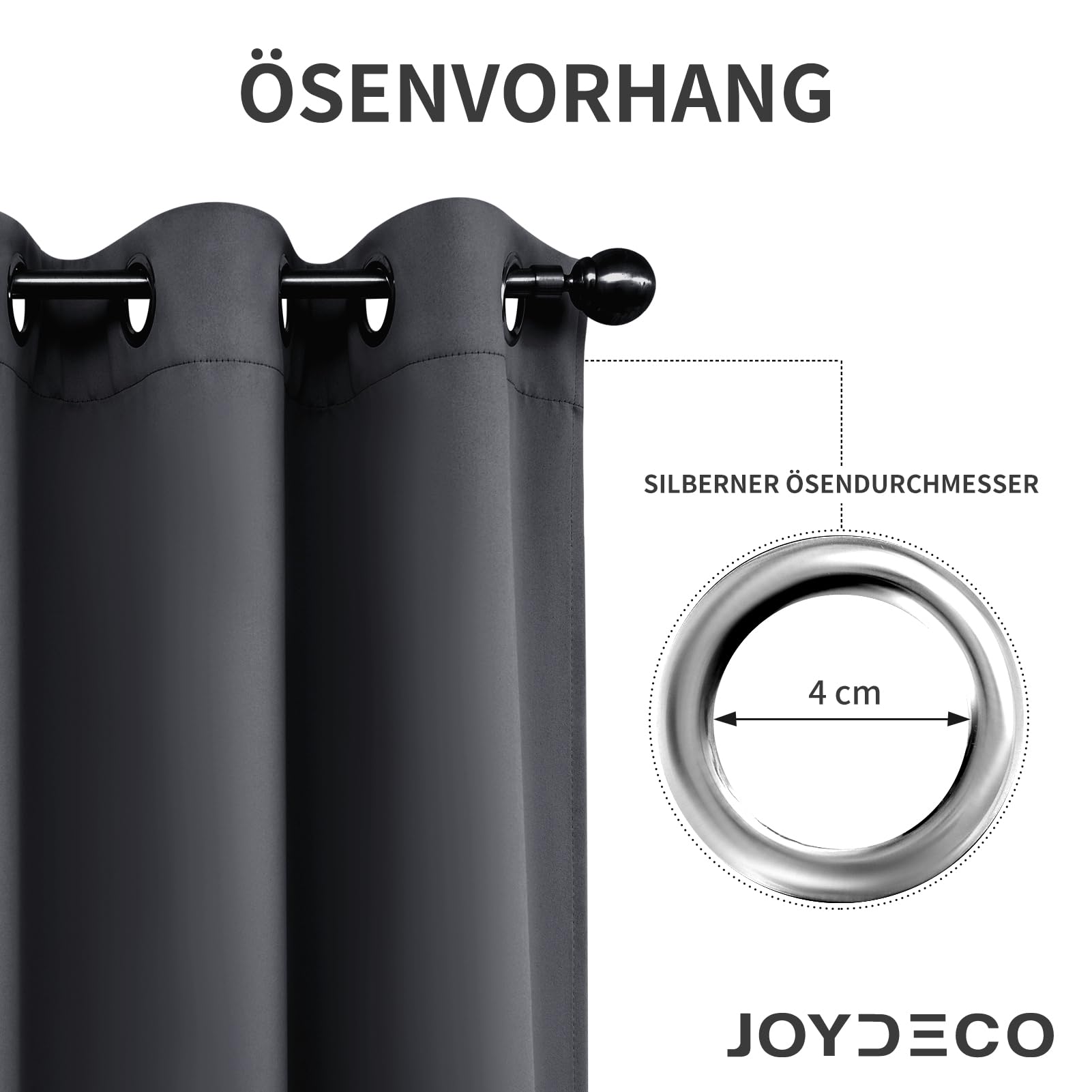 Joydeco Tende Oscuranti per Interni 2 Pezzi, Tende Termiche con Occhielli per Soggiorno Moderne, Cameretta Bambini, Camera da Letto Blackout Curtains (Grigio Scuro, 2xL117xA137)