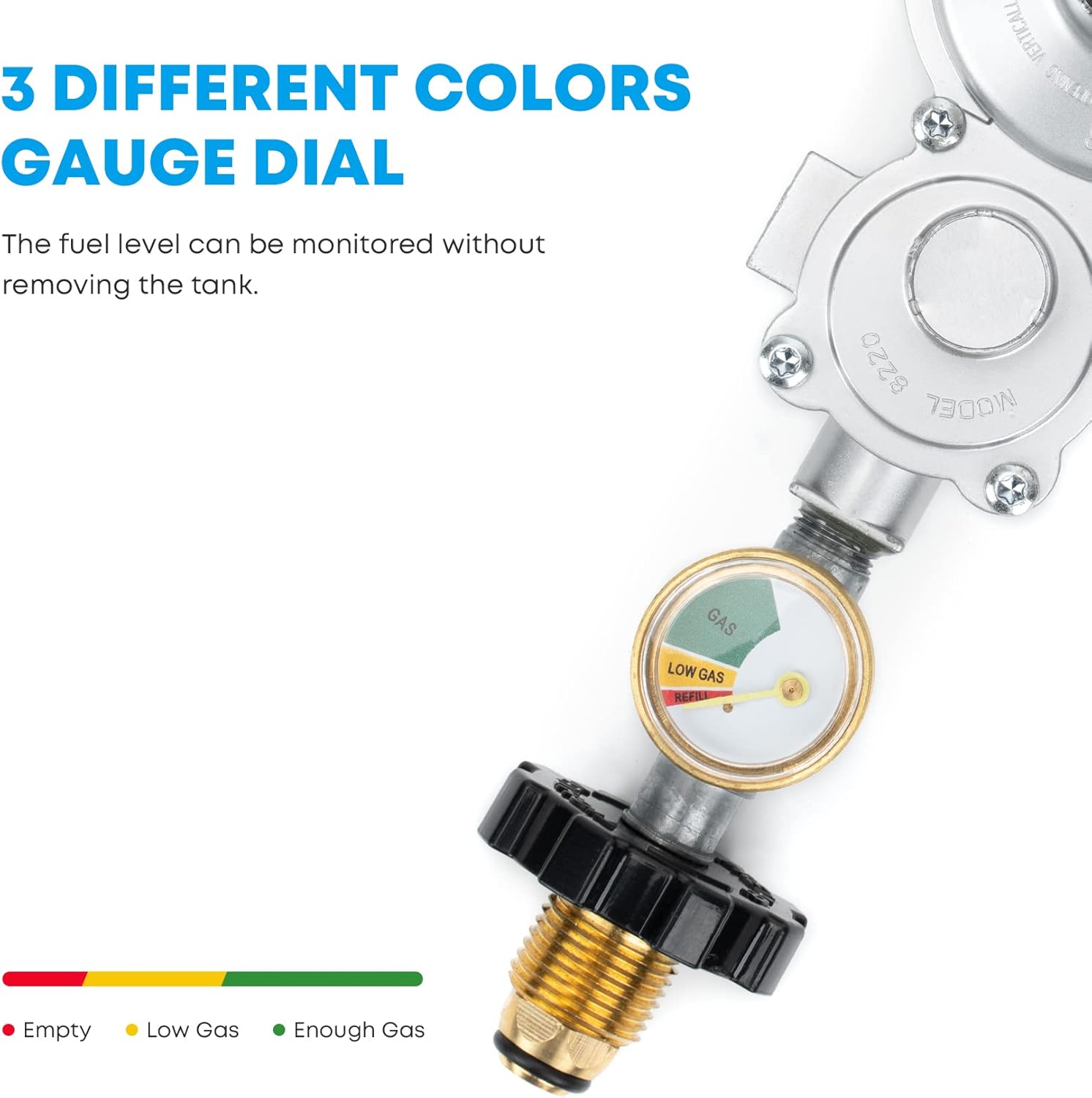 Stanbroil Horizontal Two Stage Propane Regulator with Gauge, Standard 3/8 Female NPT and P.O.L Tank Connection, Great for Gas Grill, RV, Propane Heater