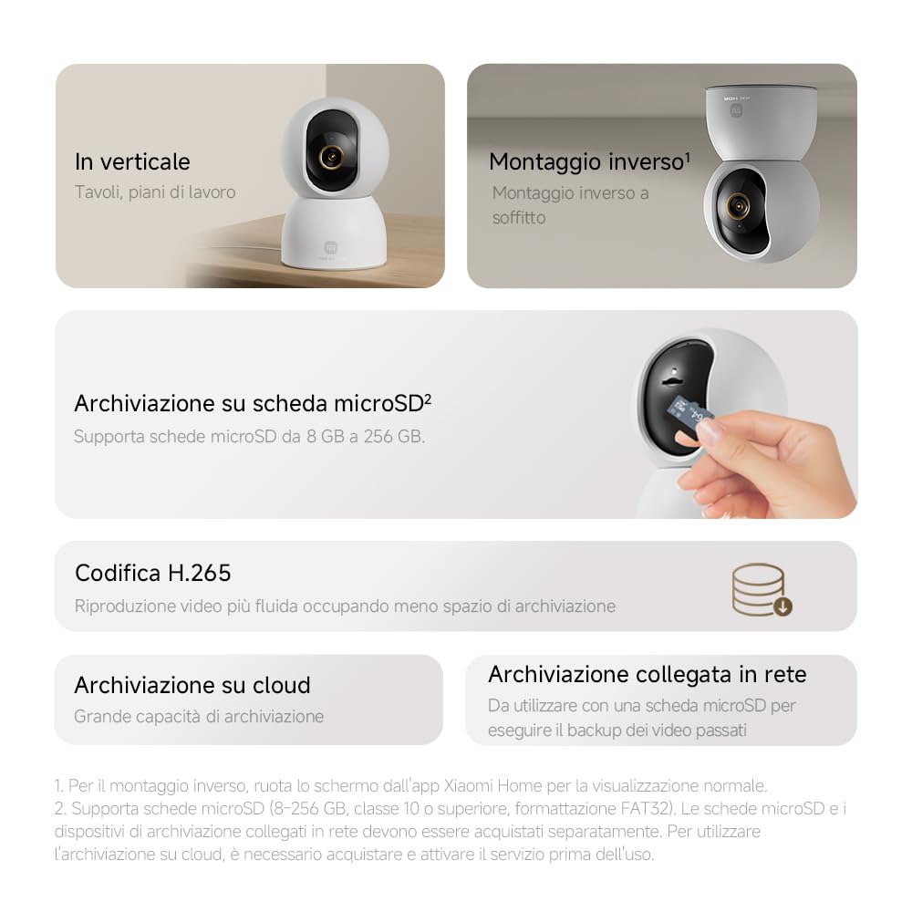 Xiaomi Smart Camera C701 (Videocamera di sorveglianza), 4K Ultra HD, visione a 360°, conversazione bidirezionale, visione notturna a infrarossi, Wi-Fi 6 dual-band