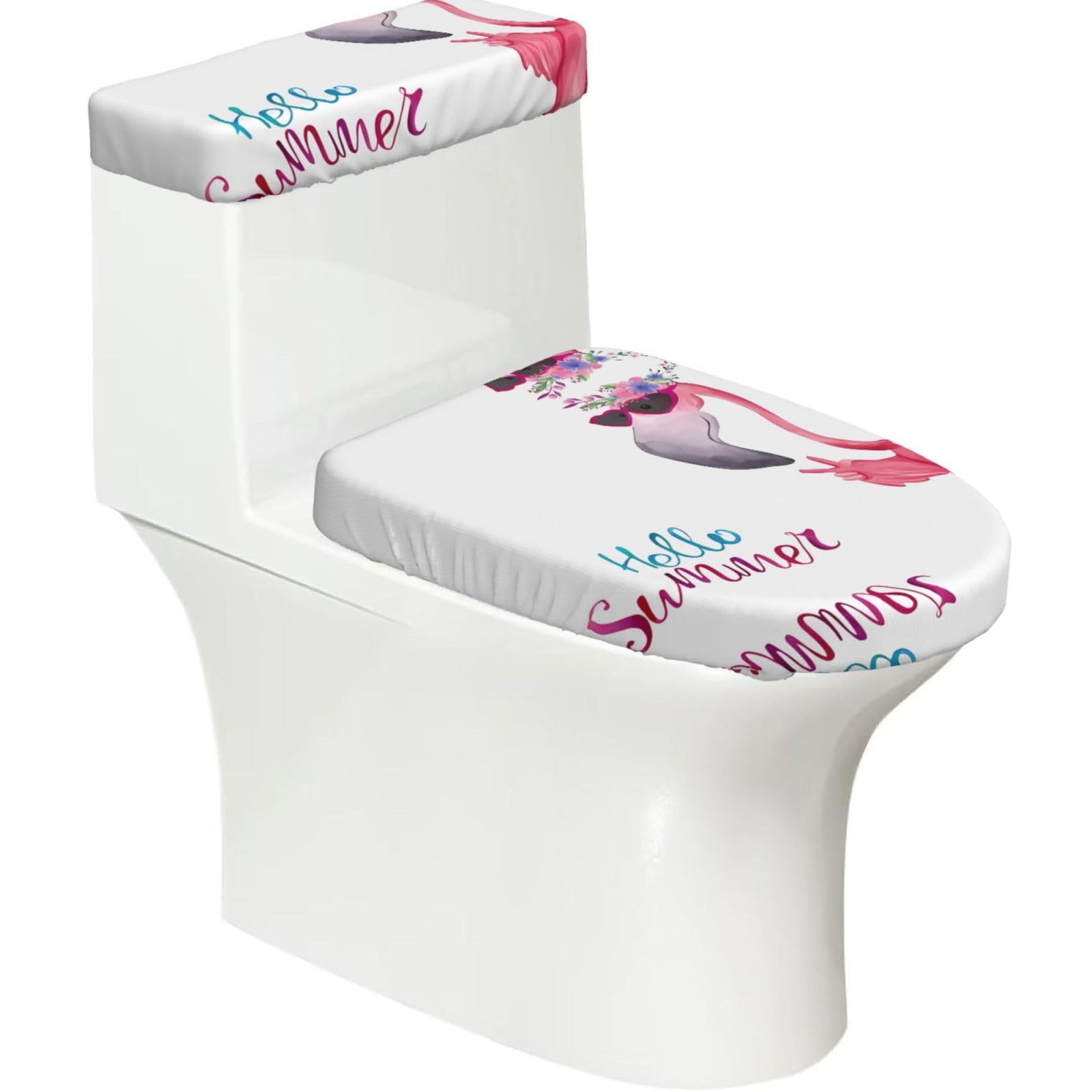 Mrowyc Black Flamingo Printed Toilet Seat Set - Set Of 2 - Universal Toilet Seat Cover - Housewarming Birthday Christmas Gift