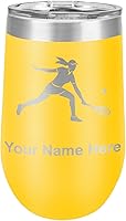 Vista 29 de LaserGram Vaso de vino de acero inoxidable de doble pared, mujer jugadora de tenis, grabado personalizado incluido (negro)