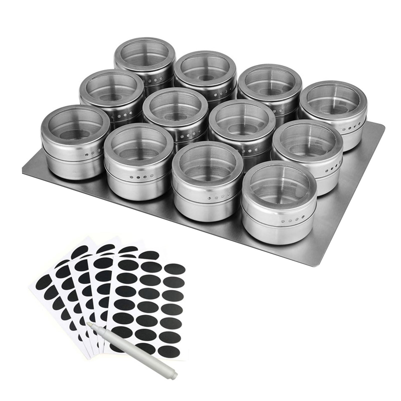 Gewürz-Organizer, Küchen-Gewürzbox, Edelstahl, für Kochbegeisterte, Gewürzdosen-Set, 12 Stück