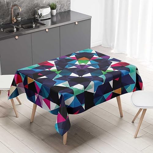 Geometric Mantel Redondo para Mesa De 4 Sillas Multicolor Picnic Table Cloths Farmhouse Decoration 60 X 60 Inch