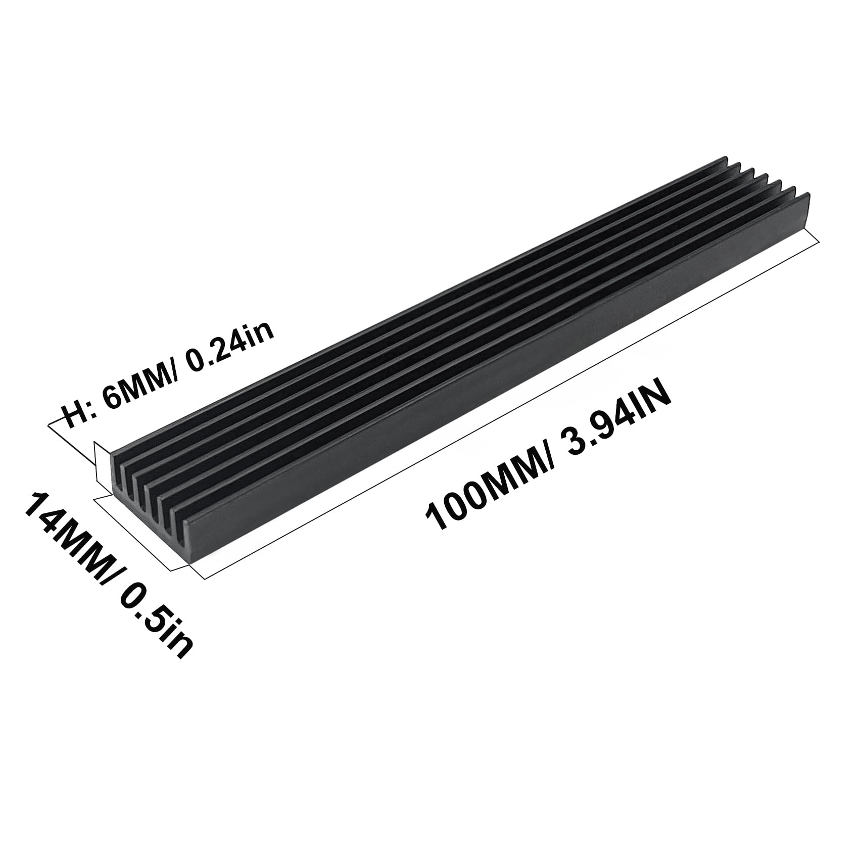 4 unidades de disipador de calor de aluminio de 0.55 pulgadas con cinta adhesiva conductora térmica, tira de disipador de calor de 3.937 x 0.551 x 0.236 in, aleta de enfriamiento para electrónica más 2