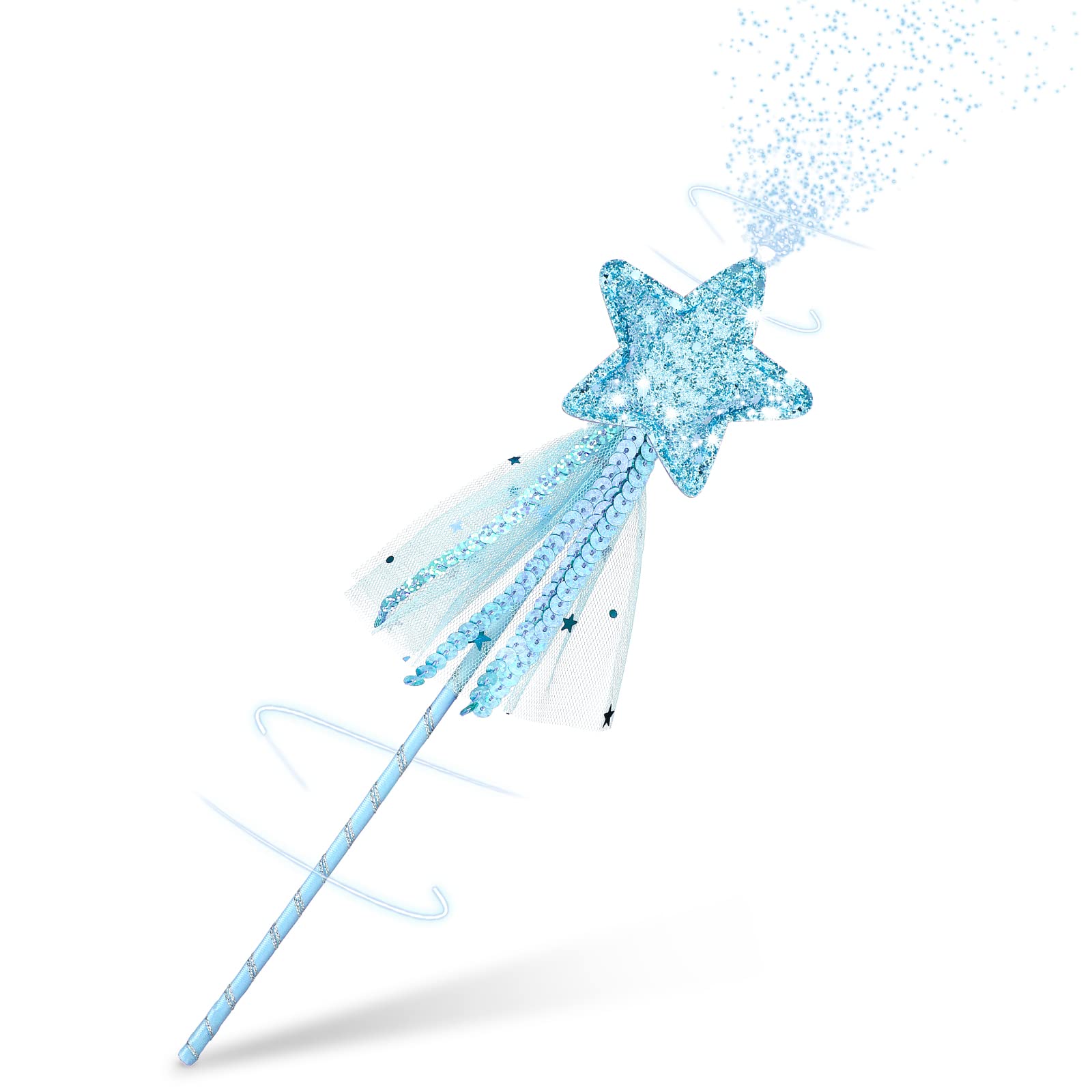 Chalyna Varita de Hadas Varita Mágica de Princesa Navideña Disfraz de Varita de Estrella Brillante Suministros de Fiesta de Hadas Palos de Varitas Brillantes para Bodas Juego de Roles (Azul)