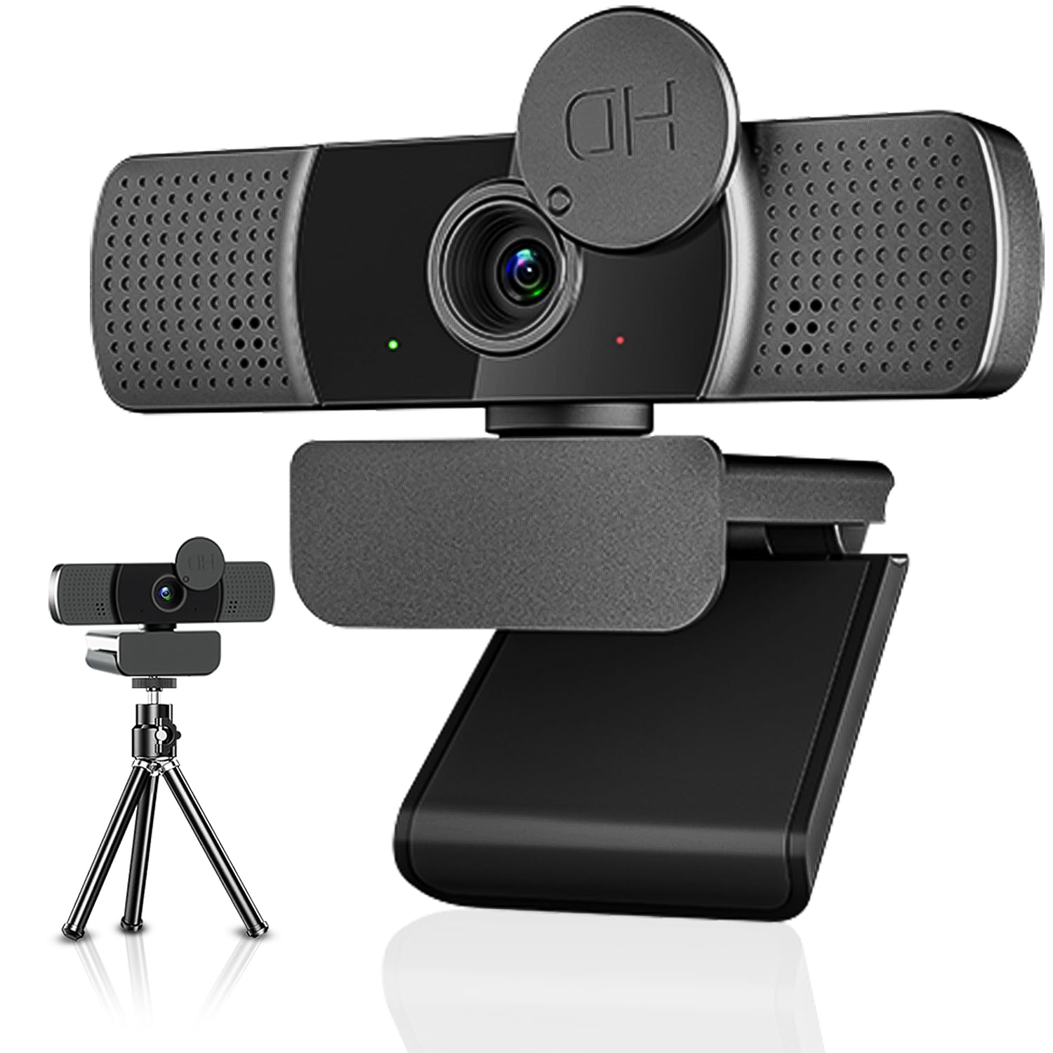 Webcam 2K Full HD, Neefeaer USB Webcam con microfono e copertura e treppiede, 85 punti di posizione, correzione automatica della luce, cancellazione del rumore, fotocamera PC con microfono compatibile